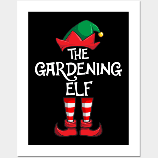 Gardening Elf Matching Family Christmas Posters and Art